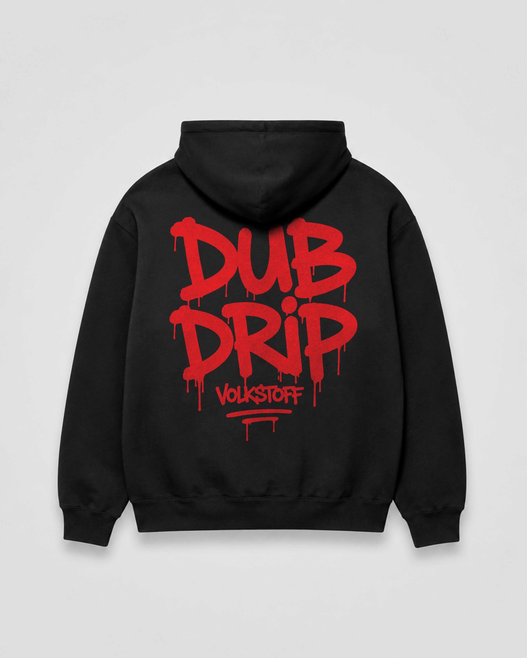 DUB DRIP Hoodie – Black 10 DUB DRIP Hoodie black rear view with red oversized graffiti back print