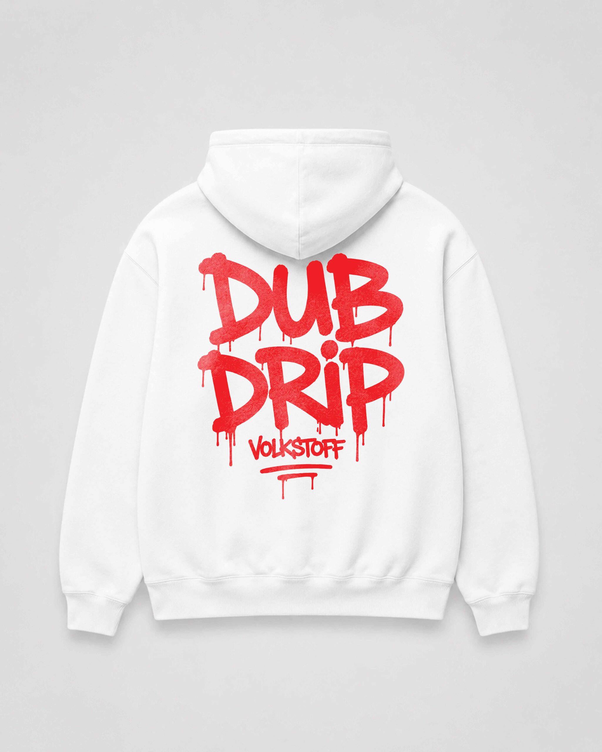 DUB DRIP Hoodie – White 8 DUB DRIP Hoodie – White rear view with red graffiti back print