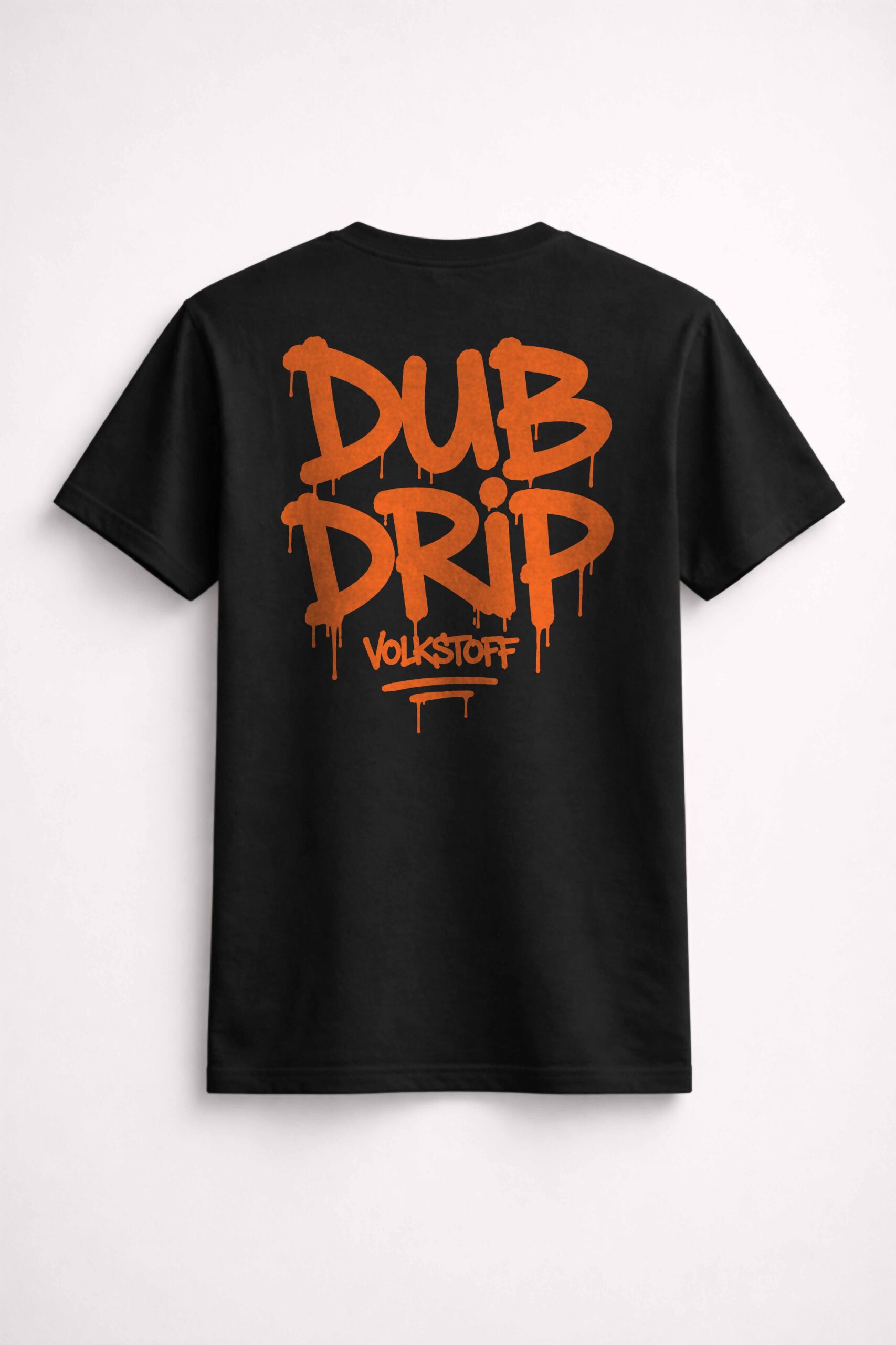 Dub Drip T Shirt – Black 17 Dub Drip T-Shirt – Black rear view with burnt orange Dub Drip graffiti artwork