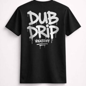 Dub Drip T-Shirt – Black rear view with white Dub Drip graffiti artwork