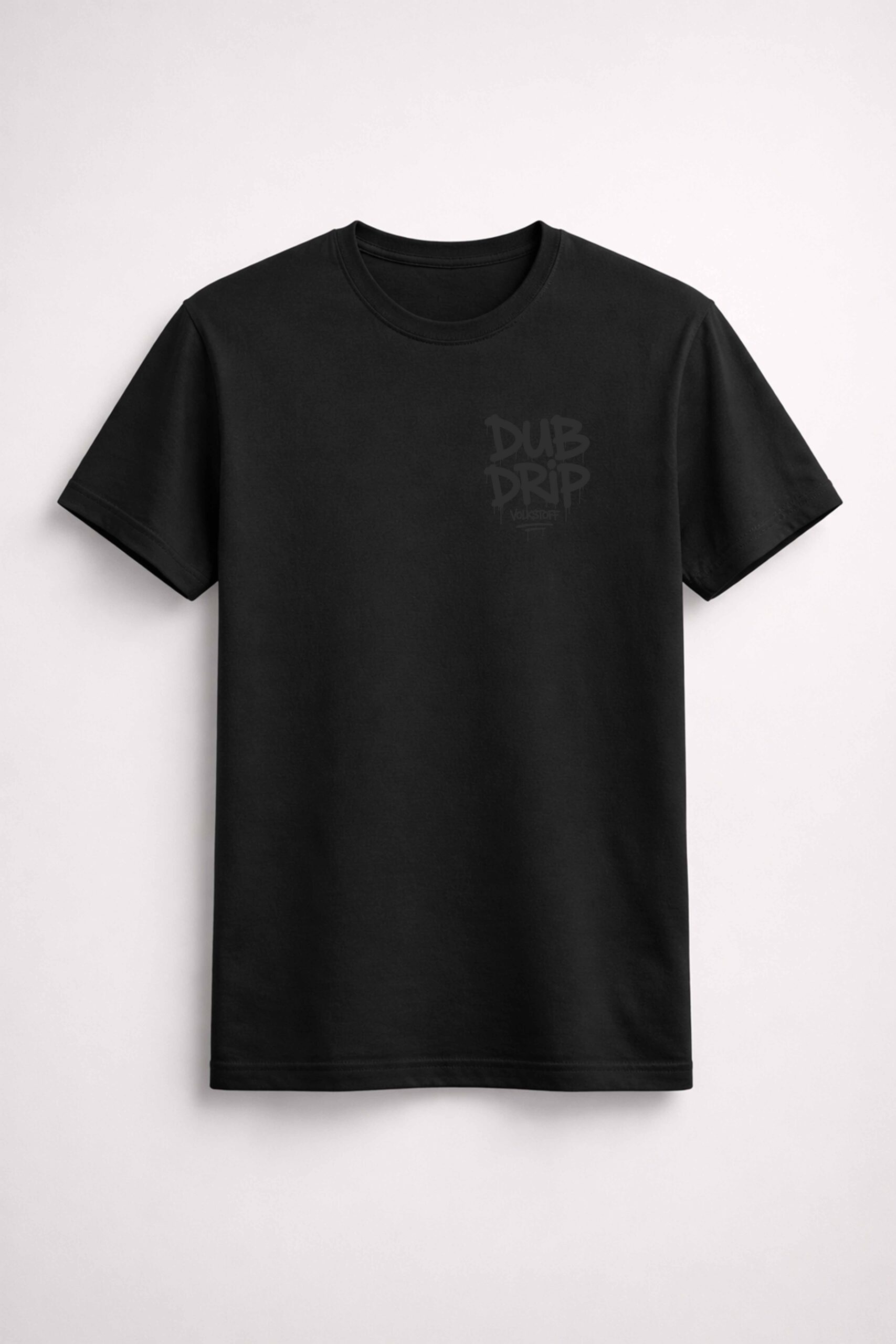Dub Drip T Shirt – Black 8 Dub Drip T-Shirt – Black front view with stealth grey left chest Dub Drip graffiti design