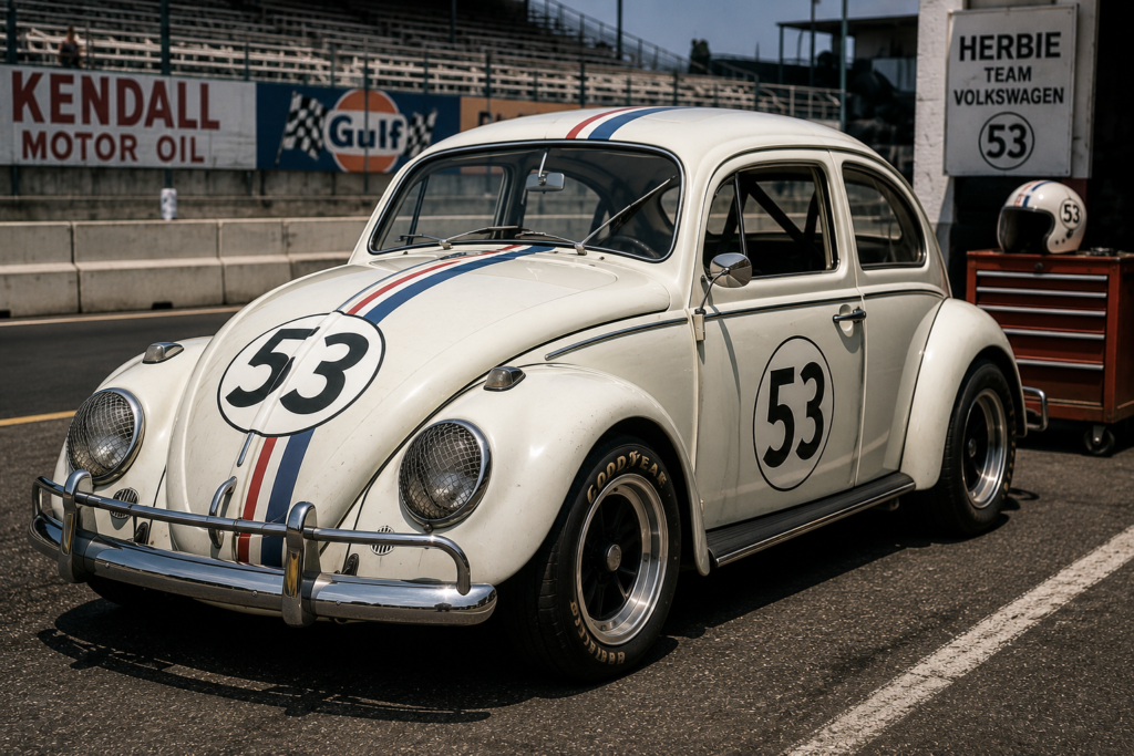 Herbie Volkswagen Beetle number 53 prepared as a racing car