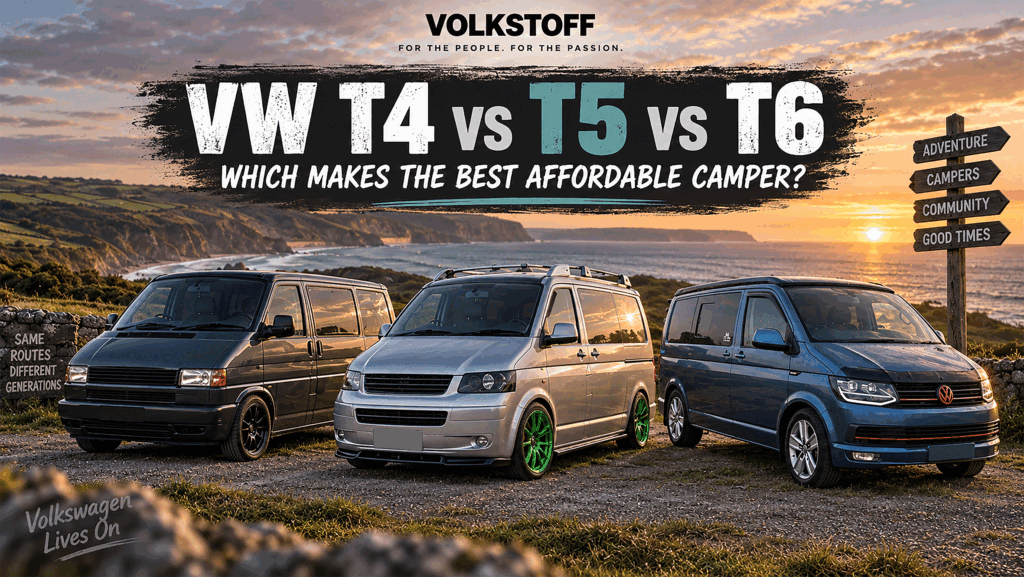 VW T4 T5 and T6 compared as affordable Volkswagen camper vans
