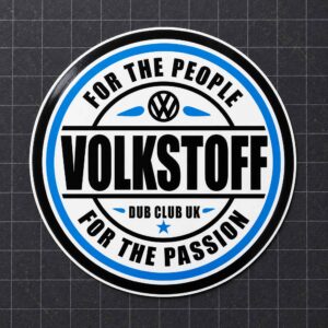 Volkstoff Dub Club UK sticker in black white and blue